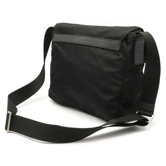 Prada Bag Nero Black Leather Shoulder Nylon - Picture 1 of 9